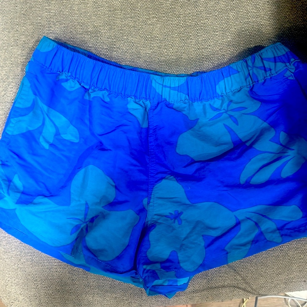 Patagonia Bright Blue Floral Athletic Shorts
